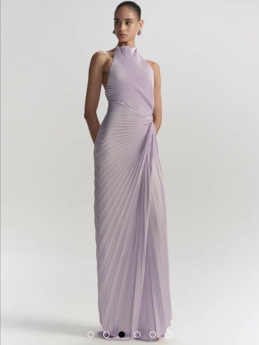NWOT A.L.C. Romy Pleated Satin Gown in Lilac - Picture 2 of 10